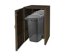 Copribidone box spazzatura rifiuti HWC-J28 Premium XL 105x80x117cm acciaio WPC marrone