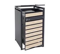Copribidone box spazzatura rifiuti HWC-J81 XL 98x73x117cm acciaio inox antracite faggio