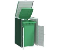 vidaXL Copribidone con Ruote Bidone Singolo Verde 72x81x115cm Acciaio, copribidone singolo con ruote, copribidone da giardino, copertura per cassonetti