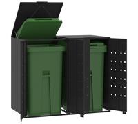 vidaXL - Copribidone con Ruote per 2 Bidoni Nera 138x79x117cm in Acciaio