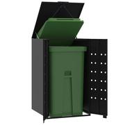 vidaXL Copribidone con Ruote per Bidone Singolo Nero 69x79x117 Acciaio, copribidone singolo con ruote, copribidone da giardino, copertura per cassonetti