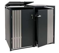 Copribidone Doppio HWC-O67, copricassonetto con Coperchio, Metallo 122x132x84 cm 53 kg - Antracite Acciaio