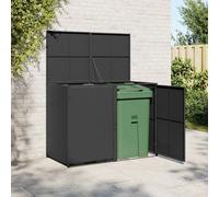AX Copri Bidone Spazzatura x2Bidoni Coperchi 148x80x111cm Nero Outlet New 43887
