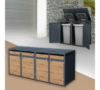 Copribidone per 4 bidoni di spazzatura 264x80x116,3 cm antracite effetto quercia