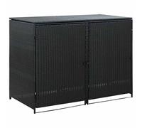Copribidone per bidoni della spazzatura, doppio contenitore esterno in polirattan nero, 148x80x111 cm, bidone nascosto, scatola da giardino, arredo esterno per giardini residenziali e commerciali