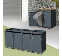 Copribidone per spazzatura 264x80x124 cm 240L antracite per 4 bidoni per rifiuti