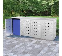 vidaXL Copribidone per Spazzatura Quadruplo 240 L in Acciaio Inox