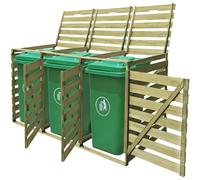 vidaXL Copribidoni 240 L 3 Bidoni Spazzatura Pattumiera da Giardino Copribidone per Rifiuti Deposito per Rifiuti da Esterni Terrazza Patio Legno Pino