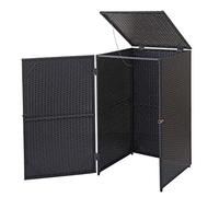 Copribidone singolo box spazzatura rifiuti HWC-E25 66x65x110cm acciaio polyrattan nero