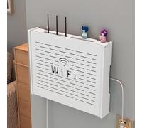 Copribox WiFi da Parete, Mensola da Parete Proteggi Multipresa, Organizzatore in PVC Traspirante per Modem e Router, Mobile Router per Ufficio e Casa(W48cm/18.8in-2)