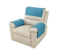 Copribraccioli per Divano con Poggiatesta, 3 Pezzi, Trapuntati Antiscivolo e Impermeabili, con Tasche, per Sedia Reclinabile, Poltrona e Sofà,(Sky Blue,3 Seater(5pcs))