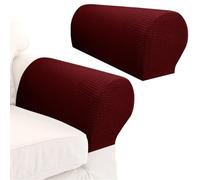 Copribraccioli per divano, Protezioni for braccioli del divano Fodera sfoderabile 2 pezzi Poliestere Spandex Multicolore 21,7x9,7x5,7 pollici(Dark Red)