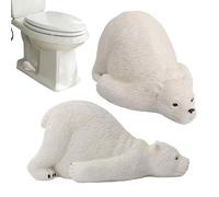 Copribulloni decorativi per WC - Tappo in resina a forma di orso polare da 10,41x6,6x5,08 cm, Copribulloni durevoli, Simpatiche protezioni per serbatoio del coperchio del WC | Tappo in resina facile d