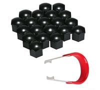 Copribulloni esagonali per cerchi in lega, 20 pezzi, 20 x 21 mm, colore nero, per auto e camion, con strumento di rimozione incluso