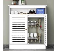 Copricalorifero Moderna, Bianco Copertura Termosifone, Copritermosifoni In Legno, Mensola Termosifone 2 Ante, Calorifero Cover Con Ripiano Portaoggetti Per Soggiorno E Bagno(L70xH90xT20cm)