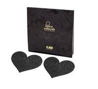 Copricapezzoli Adesivi Glitterati Bijoux Indiscrets Flash - Cuore Nero