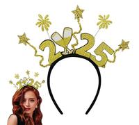 Copricapo 2025, fascia per capelli con paillettes stella glitterata di Capodanno | Copricapo con fuochi d'artificio Golden Star - per costumi da copricapo da festival, per acconcia