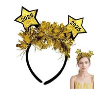 Copricapo 2025, Fascia Per Capelli Con Paillettes Stella Glitterata Di Capodanno | Copricapo Con Glitter Argento Dorato,Oggetti Di Scena Per Foto Di Felice Anno Nuovo, Per