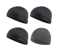 Copricapo 4 pezzi, morbido berretto sportivo, cappuccio elastico, cappuccio antivento, berretto estivo, berretto da bicicletta e moto, cappello (nero, grigio scuro)