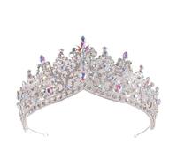 Copricapo a corona di perline di cristallo rosa for donne e ragazze, festa di nozze, principessa, sposa, regina, accessori for capelli(Silver AB)