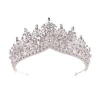 Copricapo a corona di perline di cristallo rosa for donne e ragazze, festa di nozze, principessa, sposa, regina, accessori for capelli(RED)