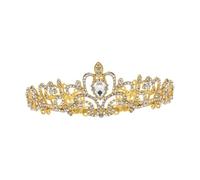 Copricapo a corona, fasce per matrimoni, strato di arredamento della corona di strass per donne fasce per le gelle per donne rinestone sposa nuda sposa corona (Golden)