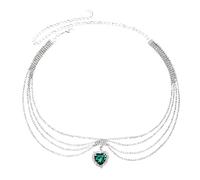 Copricapo a strati con strass e cristalli glitterati a forma di cuore con goccia sulla fronte, accessorio per capelli attraente per feste di nozze, Misura unica, Plastica