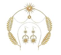 Copricapo Barocco Da Donna Con Corona E Orecchini A Doppio Strato, Sole Luna Adatta A Molte Occasioni(D set)