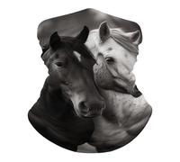 Copricapo Black And White Horses Resistente alla Polvere Face-Mask Traspirante Neck Gaiter per Equitazione Uso Quotidiano Festival 2 Pezzi