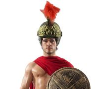 Copricapo, casco da cavaliere romano, stemma decorativo , elmo medievale da centurione dorato, accessorio per costume retrò per eventi storici, cosplay, festival