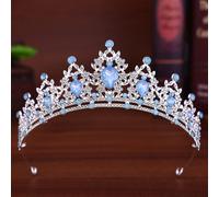 Copricapo con corona di cristallo azzurro chiaro per la sposa, tiara con perle barocche e strass, accessorio per abito da sposa, per cerimonie, feste di compleanno, concorsi di bellezza Tagli UnicaPia