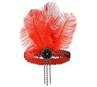 Copricapo con Piumato di Fiori Artificiali 1920 Cerchietto Piume Nero Copricapo Piume per Donna Retrò Accessori per Capelliper Cocktail Carnevale Nozze Festa del Tè Decorazione (Red, One Size)