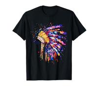 Copricapo con piume dei nativi americani, opera d'arte tribù indiana Maglietta