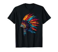 Copricapo con piume dei nativi americani, opera d'arte tribù indiana Maglietta