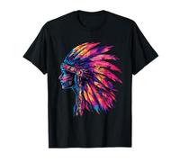 Copricapo con piume dei nativi americani, opera d'arte tribù indiana Maglietta