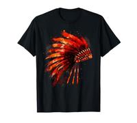 Copricapo con piume dei nativi americani, opera d'arte tribù indiana Maglietta