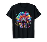 Copricapo con piume dei nativi americani, opera d'arte tribù indiana Maglietta