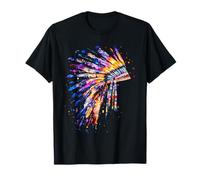 Copricapo con piume dei nativi americani, opera d'arte tribù indiana Maglietta