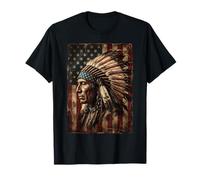 Copricapo con Piume e Bandiera Indiana degli Stati Uniti d'America Maglietta