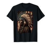 Copricapo con Piume e Bandiera Indiana degli Stati Uniti d'America Maglietta