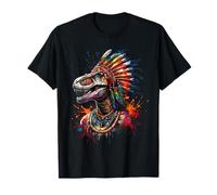 Copricapo con piume native americane, dinosauro, capo indiano Maglietta