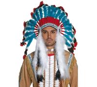 Copricapo Da Capo Indiano Deluxe Per Adulti Con Piume Costume Nuovo