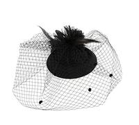 Copricapo da donna cappello da tè e pillbox cappelli per feste fascinators ragazze fascia testa avvolgere uomini, Nero , Taglia unica