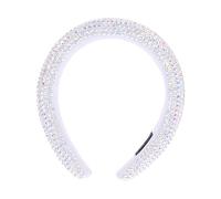 Copricapo da donna con strass, fascia for capelli con fermaglio, 1 pz. Fascia for capelli con tesa larga e diamanti pieni, strass larghi(White)