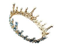 Copricapo da donna, gioielli for capelli Corona diadema for donna Corona nuziale di cristallo blu Diademi reali Rosa Rosso Nero Diadema rotondo Accessori for gioielli for capelli da sposa(Blue)