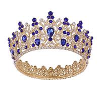 Copricapo da Donna, Gioielli for Capelli Corona Diademi for Donna Barocco Completo Rotondo Royal Queen King Corone di Cristallo Diadema Banchetto Diademi Prom Spettacolo Festa Nuziale Costume Gioielli