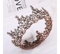 Copricapo da donna, gioielli for capelli corona diademi for donne barocco rosa nero cristallo strass corona rotonda diadema gioielli for capelli accessori for capelli da sposa corone da sposa regina f