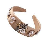 Copricapo da donna, gioielli for capelli Corona diademi for donne Fasce for capelli ape for donne Fascia barocca con strass in cristallo Perla simulata Fascia larga for capelli Corona di fiori femmini