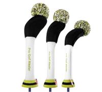 Copricapo da Golf Club - 3 pezzi copricapo in maglia di protezione morbida | Fodere Ibride a Pompon Driver, Copricapi da Golf a Collo lungo per gli appassionati di Golf Famiglia Amici Colleghi