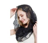 Copricapo da Messa Tradizionale in Pizzo Spagnolo Forma Classica Elegante (Black, One Size)